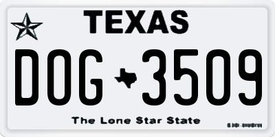 TX license plate DOG3509