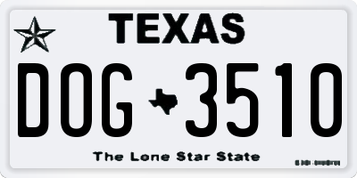 TX license plate DOG3510