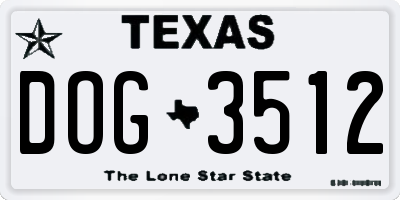 TX license plate DOG3512