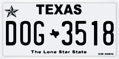 TX license plate DOG3518