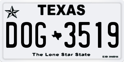 TX license plate DOG3519