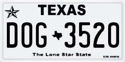 TX license plate DOG3520