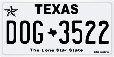 TX license plate DOG3522