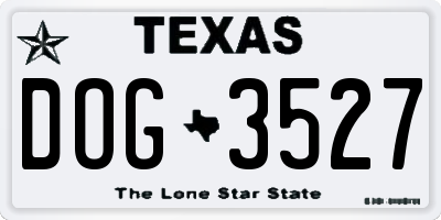 TX license plate DOG3527