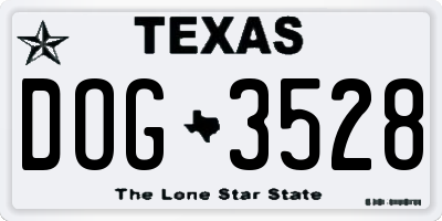 TX license plate DOG3528