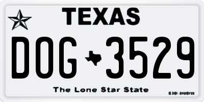 TX license plate DOG3529