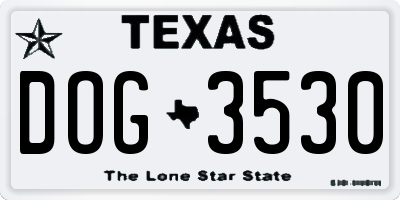 TX license plate DOG3530