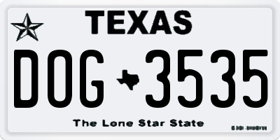 TX license plate DOG3535