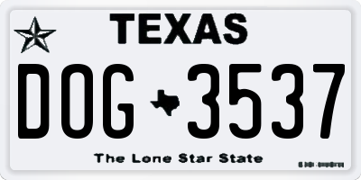 TX license plate DOG3537