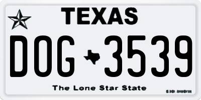 TX license plate DOG3539