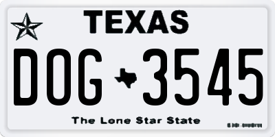 TX license plate DOG3545