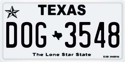 TX license plate DOG3548