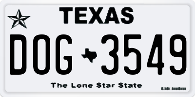 TX license plate DOG3549