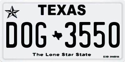 TX license plate DOG3550