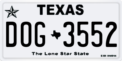 TX license plate DOG3552