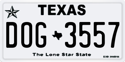 TX license plate DOG3557