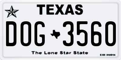 TX license plate DOG3560