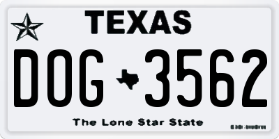TX license plate DOG3562
