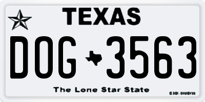 TX license plate DOG3563