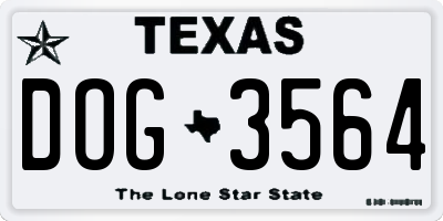 TX license plate DOG3564