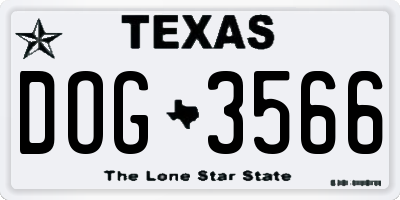 TX license plate DOG3566