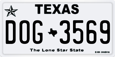 TX license plate DOG3569