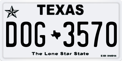 TX license plate DOG3570