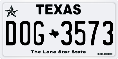 TX license plate DOG3573