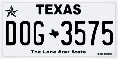 TX license plate DOG3575