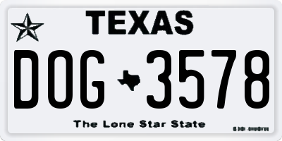 TX license plate DOG3578