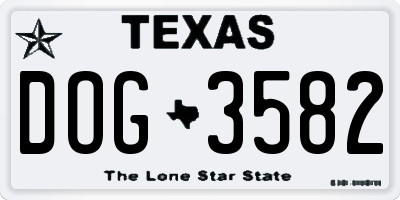 TX license plate DOG3582