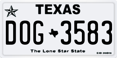 TX license plate DOG3583
