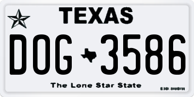 TX license plate DOG3586