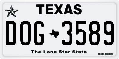 TX license plate DOG3589