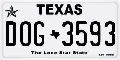 TX license plate DOG3593
