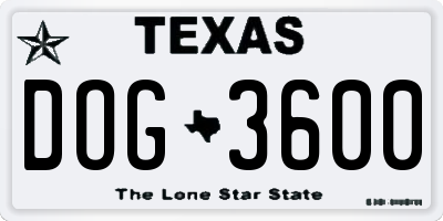 TX license plate DOG3600