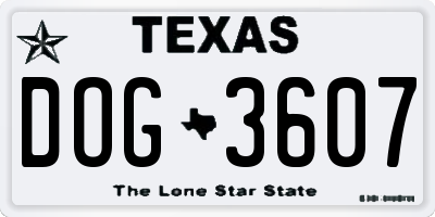 TX license plate DOG3607