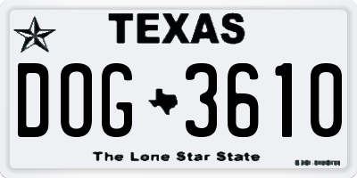 TX license plate DOG3610
