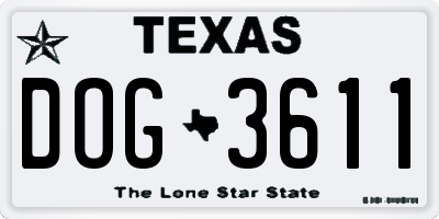 TX license plate DOG3611