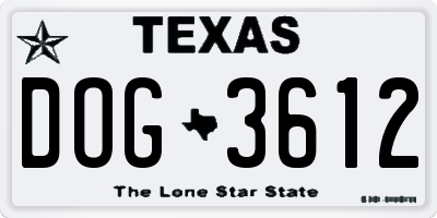 TX license plate DOG3612