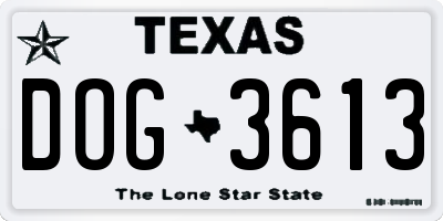 TX license plate DOG3613