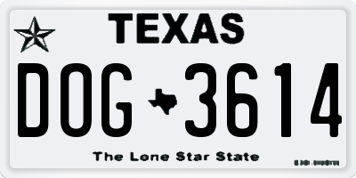 TX license plate DOG3614