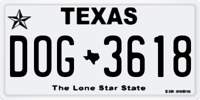TX license plate DOG3618