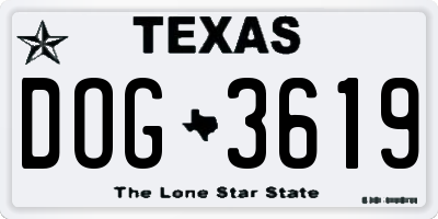TX license plate DOG3619