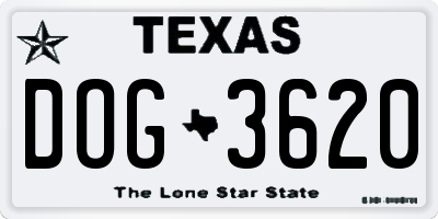 TX license plate DOG3620