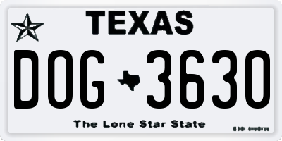 TX license plate DOG3630
