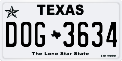 TX license plate DOG3634