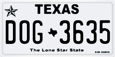 TX license plate DOG3635