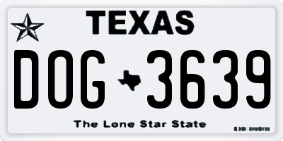 TX license plate DOG3639