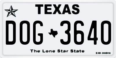 TX license plate DOG3640